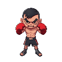 a cute but ultra violent animated fighting character for a new life or death boxing game 