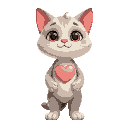 cat with heart on chest. very cute big head small body 