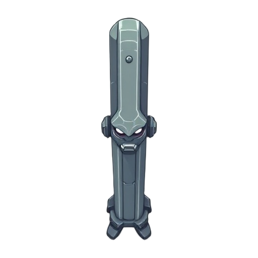 a large upright metallic pillar with face