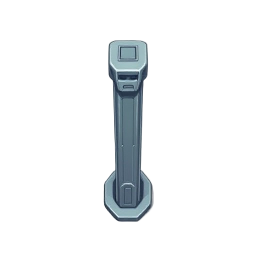 a upright metallic pillar with face