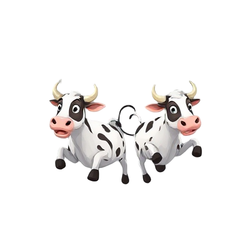 running  two cow race realis from up