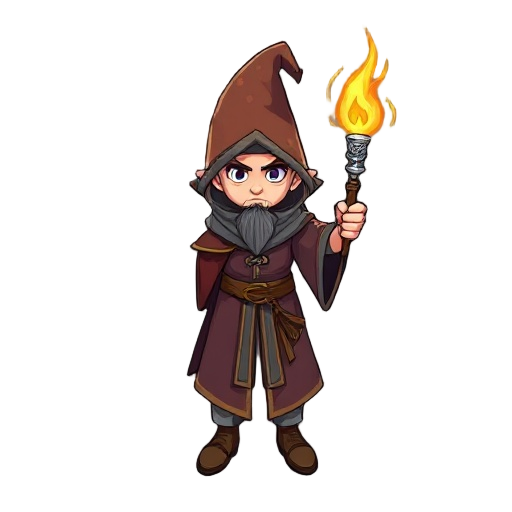 fire wizard with silver wand