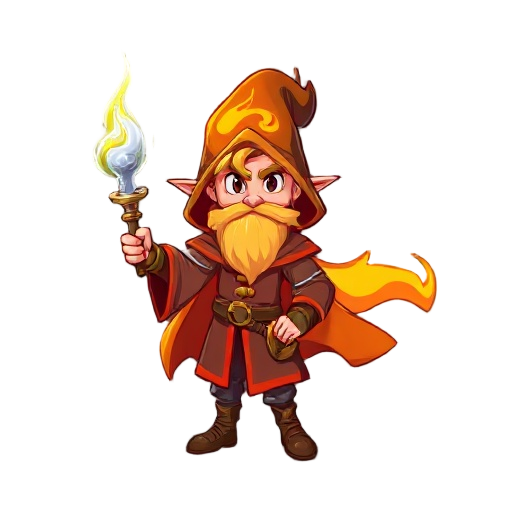 fire wizard with silver wand