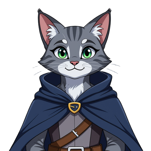 anthro cat-like character with cloak