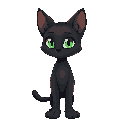 um gato preto com olhos verdes de lado