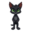 um gato preto com olhos verdes