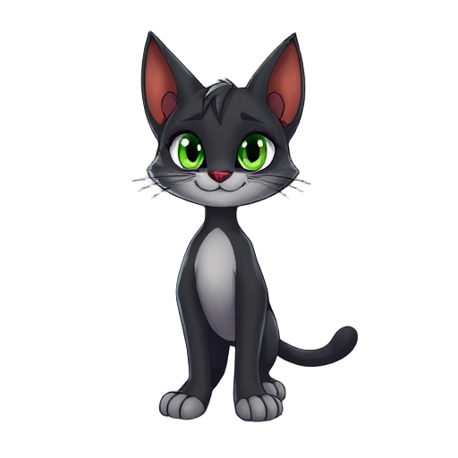 um gato preto com olhos verdes