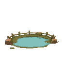 medieval  water puddle  designed for a retro-style farm simulation game.