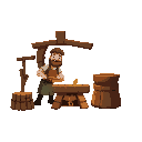 medieval  blacksmith  designed for a retro-style farm simulation game.