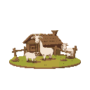 medieval  goat farm  designed for a retro-style farm simulation game.