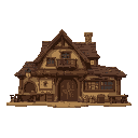medieval  tavern  designed for a retro-style farm simulation game.