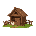 medieval  chicken coop  designed for a retro-style farm simulation game.