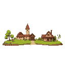 medieval  lake  designed for a retro-style farm simulation game.