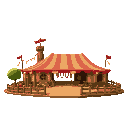 medieval  fairground tenga  designed for a retro-style farm simulation game.