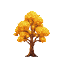 large sparkling tree with shiny golden leaves