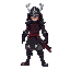 a samurai warrior, half cyberpunk, in all directions