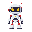 clean 2d illustration of a friendly robot. white body, vibrant red accents on rounded joints/ears. dark face, glowing orange pixel eyes. small orange chest light. flat design, solid black background. cute, modern tech aesthetic. no 3d