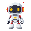 clean 2d illustration of a friendly robot. white body, vibrant red accents on rounded joints/ears. dark face, glowing orange pixel eyes. small orange chest light. flat design, solid black background. cute, modern tech aesthetic. no 3d