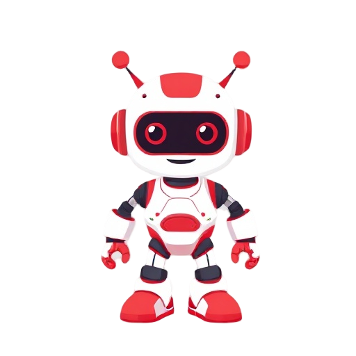 generate a clean, crisp 2d illustration of a friendly, approachable robot character, rendered in a flat design or vector art style using clean lines and minimal shading to ensure it does not appear 3d. the robot's color scheme is primarily bright white an