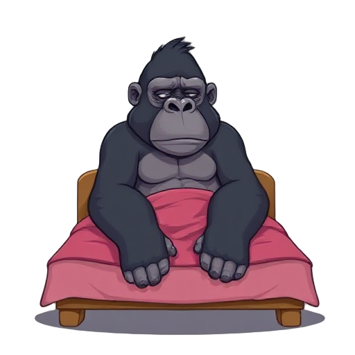 make a gorilla sleeping on a bed
