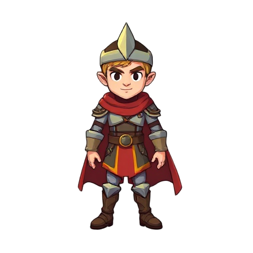 create a 2d animation sprite sheet of a cartoon-style pixel art rpg hero