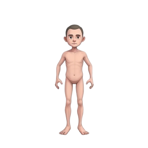 basic character without clothes for 8d movement of running, walking, jumping and standing still breathing