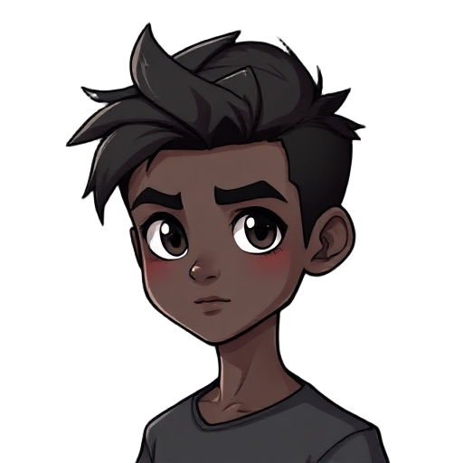 jovem negro de 16 anos com cabelo raspado magro para um jg rpg maker