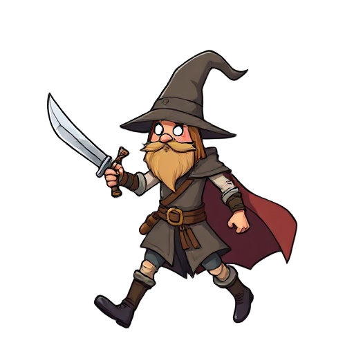 man witch sword walk