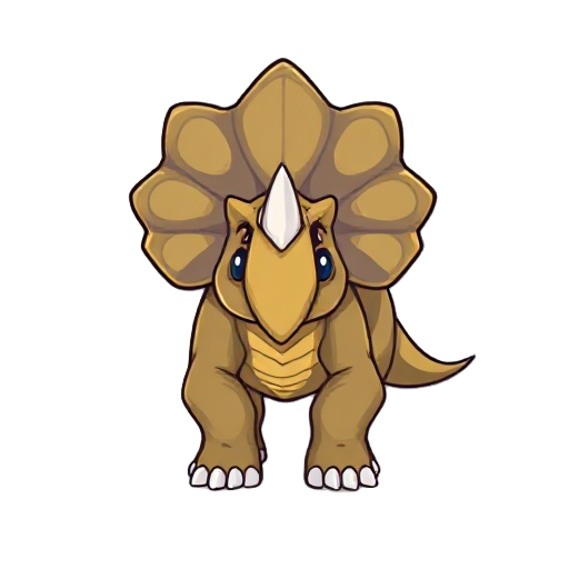 16-bit, triceratops, front