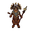 pixel indigenous boss shaman who uses spear and mask