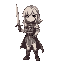 middle hair knight girl. with a sword in one hand