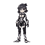 a jrpg character, a girl with black and white sci-fi body suit, in combat pose