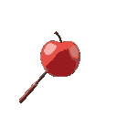 apple on a fishing rod