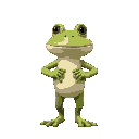 humanoid frog standing confidently