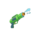 green watergun spewing water
