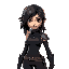 fantasy girl warrior with black tight clothes
