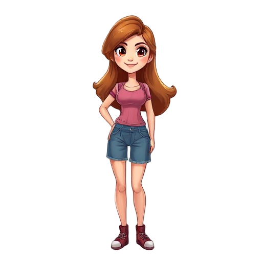criar um personagem mulher, com peitos grande e ruiva. com pouca roupa