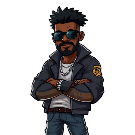 um personagem africano gangster com ouro em seu braço 