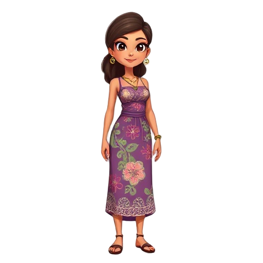 a tanned women with a filipino dress