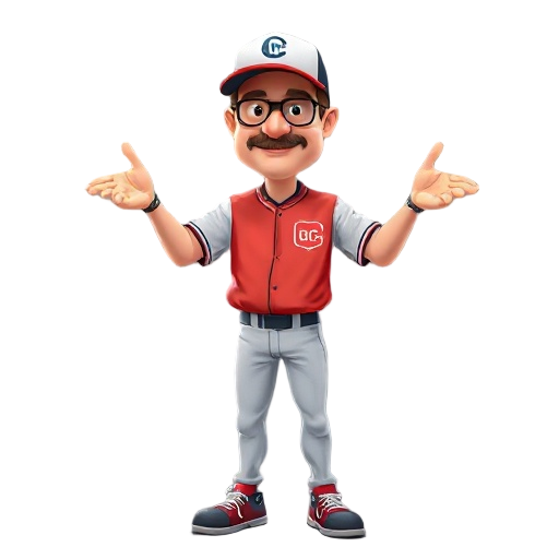i need a 2d character in a t pose that looks like a baseball coach. 
