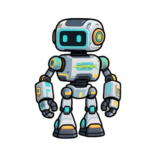 un robot para un juego futurista estilo cyperpunk y retro
