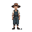 farmer pixel art character like stardew valley but inspired clothes from thai farmer