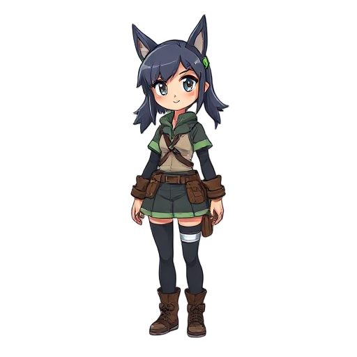 female gilbi art style, survival theme