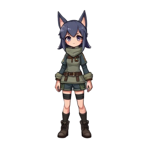 female gilbi art style, survival theme