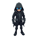 mysterious detective with futuristic gear