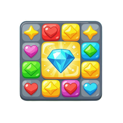 match-3 puzzle game tile, square , no gem inside, bright cartoon 2d style, top-down view, mobile game asset, vibrant colors, clean simple background, style summer puzzle