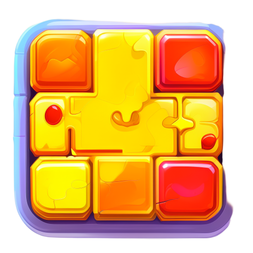 match-3 puzzle game tile, square , no gem inside, bright cartoon 2d style, top-down view, mobile game asset, vibrant colors, clean simple background, style summer puzzle