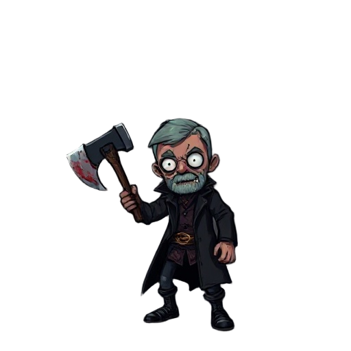 darkest dungeon, zombie apocalypse, humanity under threat, survivor, mad eyes, savior, old dark coat, bloody axe