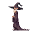 side scrolling, idle animation loop, tall skinny wizard
