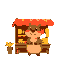 cute capybara behind a night market stand